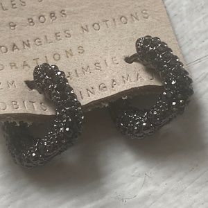 Rectangular Black Crystal Earrings